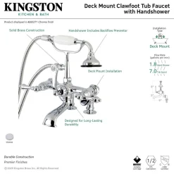 Kingston Brass Aqua Vintage 7-Inch Adjustable Clawfoot Tub Faucet with Hand Shower
