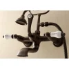 Kingston Brass Aqua Vintage Wall Mount Tub Faucet with Hand Shower