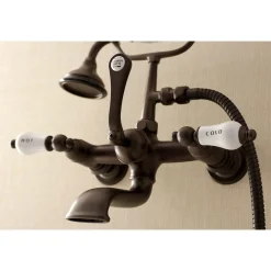 Kingston Brass Aqua Vintage Wall Mount Tub Faucet with Hand Shower