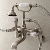 Kingston Brass Aqua Vintage Wall Mount Clawfoot Tub Faucet with Hand Shower