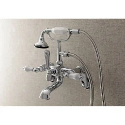 Kingston Brass Aqua Vintage Wall Mount Clawfoot Tub Faucet with Hand Shower