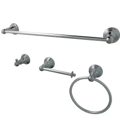 Kingston Brass BAHK192478C American Classic 4-Piece Towel Bar Bath Hardware Set in Chrome