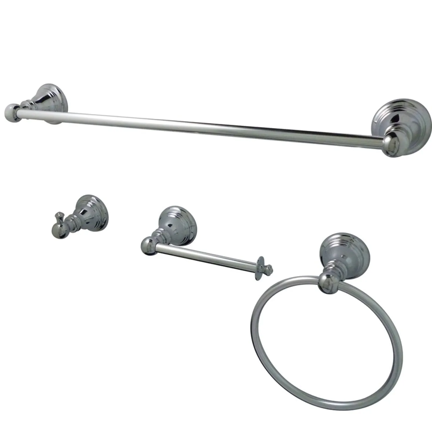 Kingston Brass BAHK192478C American Classic 4-Piece Towel Bar Bath Hardware Set in Chrome