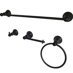 Kingston Brass BAHK192478NB American Classic 4-Piece Towel Bar Bath Hardware Set in Naples Bronze