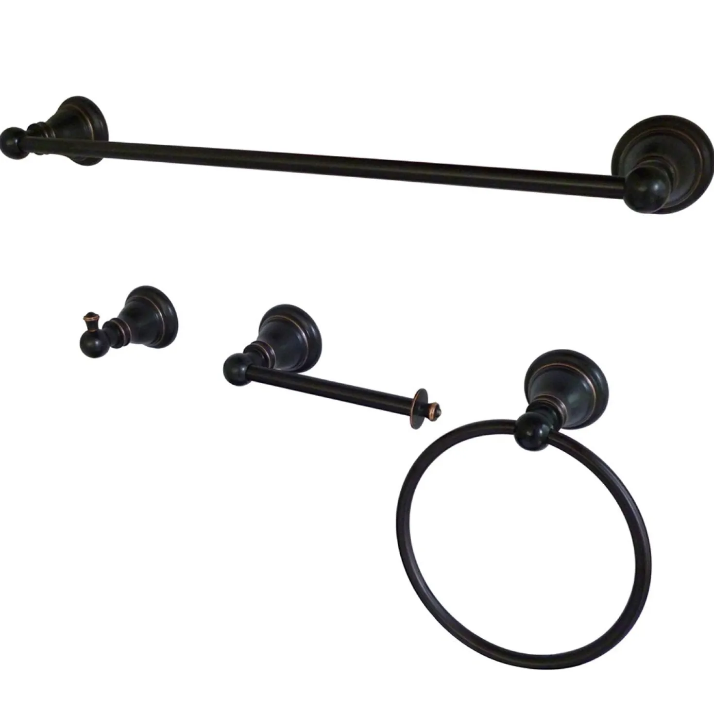 Kingston Brass BAHK192478NB American Classic 4-Piece Towel Bar Bath Hardware Set in Naples Bronze