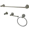 Kingston Brass BAHK192478SN American Classic 4-Piece Towel Bar Bath Hardware Set in Satin Nickel
