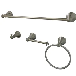 Kingston Brass BAHK192478SN American Classic 4-Piece Towel Bar Bath Hardware Set in Satin Nickel