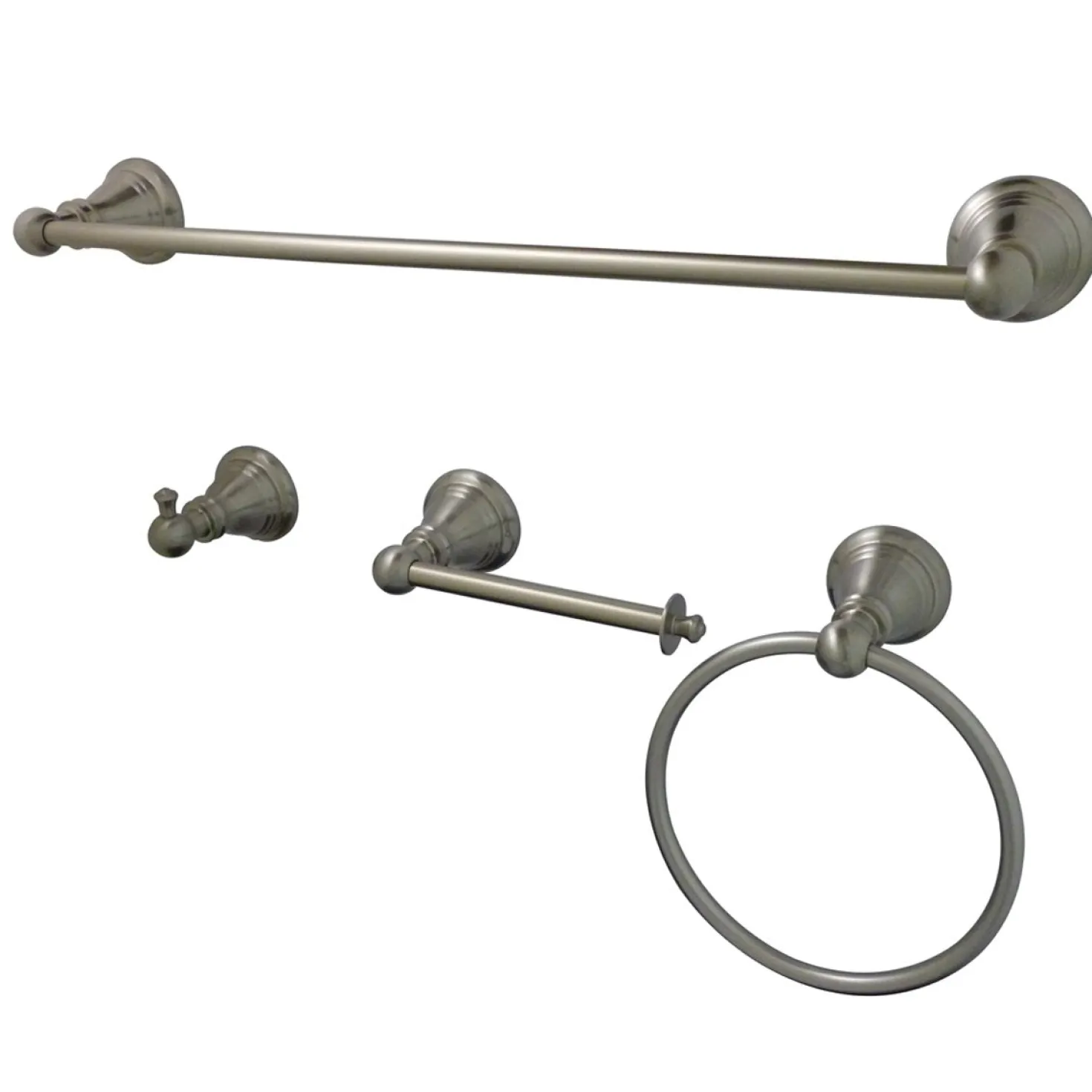 Kingston Brass BAHK192478SN American Classic 4-Piece Towel Bar Bath Hardware Set in Satin Nickel