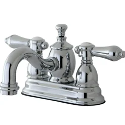 Kingston Brass Belair 4" Centerset Lavatory Faucet with Metal Lever Handle and Heritage Spout