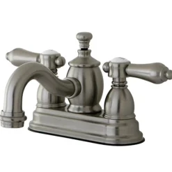 Kingston Brass Belair 4" Centerset Lavatory Faucet with Metal Lever Handle and Heritage Spout