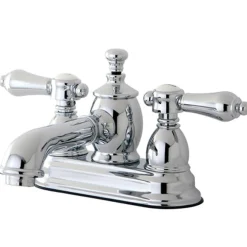 Kingston Brass Belair 4" Centerset Lavatory Faucet with Heritage Spout and Metal Lever Handle