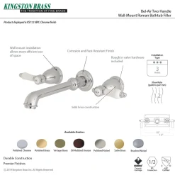 Kingston Brass Bel-Air Two-Handle Wall Mount Bathroom Faucet