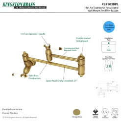 Kingston Brass Bel-Air Wall Mount Pot Filler Kitchen Faucet