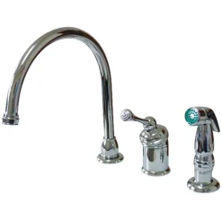Kingston Brass Buckingham Single Handle Kitchen Faucet with Chrome Sprayer