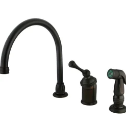 Kingston Brass Buckingham Single Handle Kitchen Faucet with Chrome Sprayer