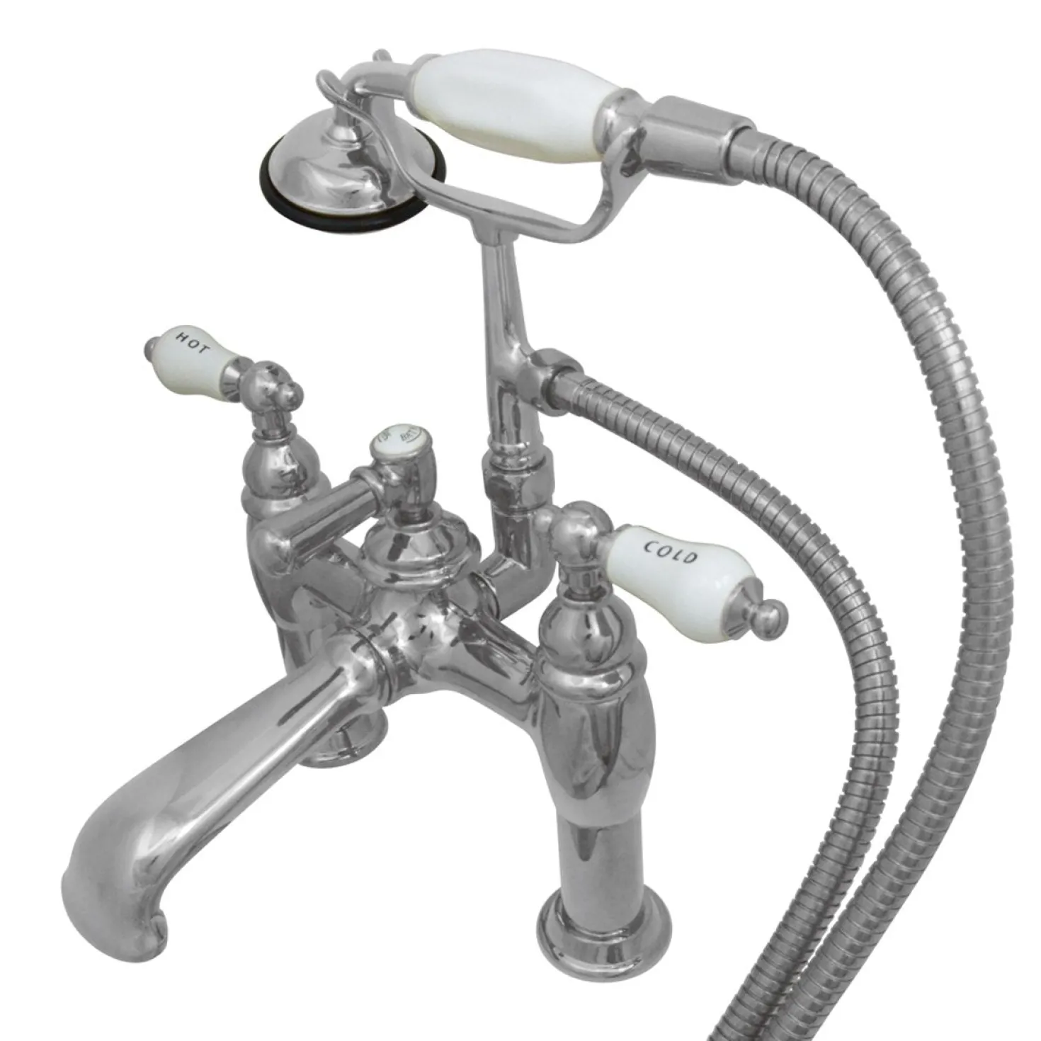 Kingston Brass CC608T1 Vintage Deck Mount Clawfoot Tub Filler with Hand Shower