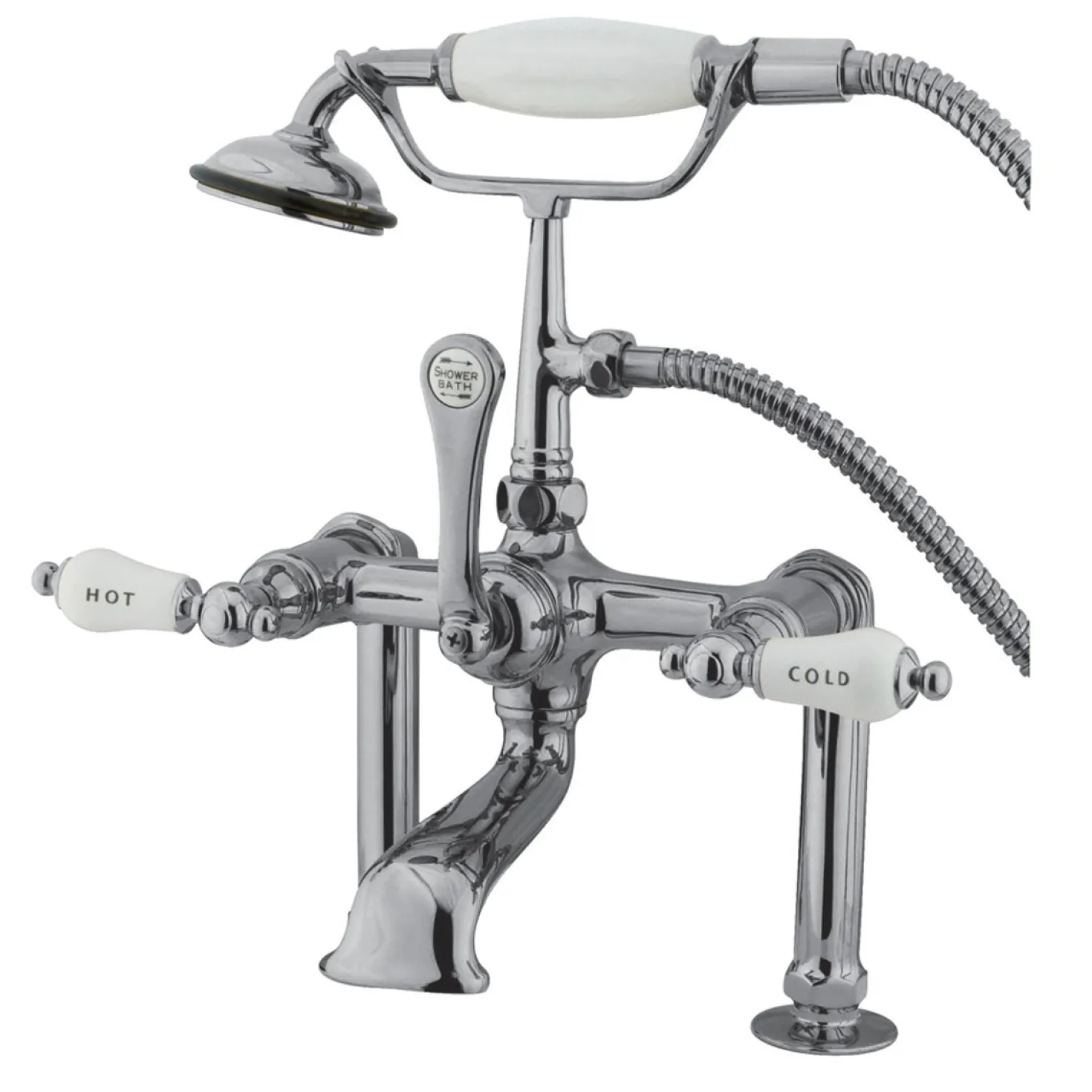 Kingston Brass CC108T1 Vintage 7" Deck Mount Clawfoot Tub Filler with Hand Shower