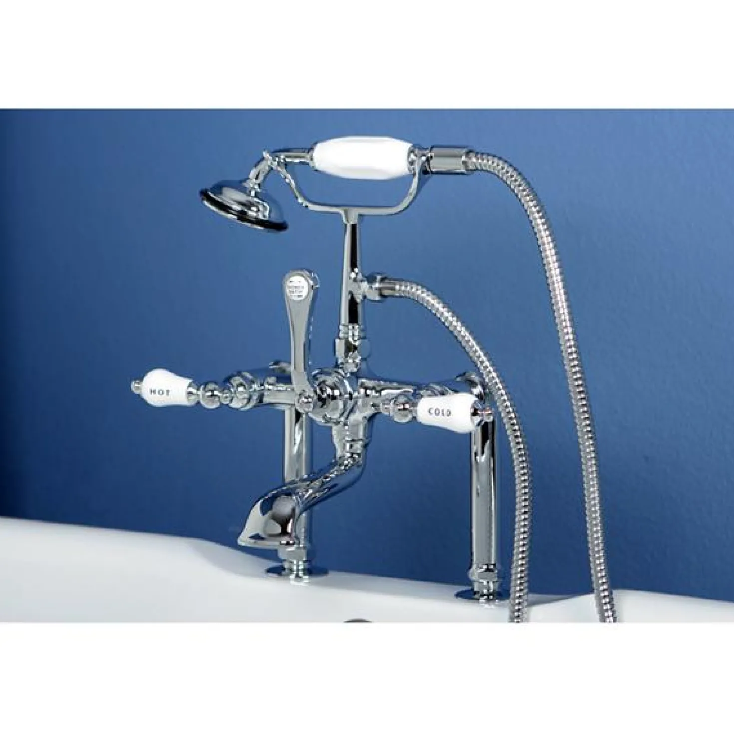 Kingston Brass CC108T1 Vintage 7" Deck Mount Clawfoot Tub Filler with Hand Shower