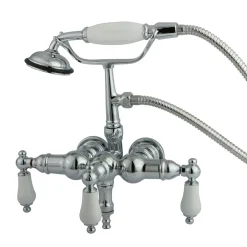 Kingston Brass CC24T1 Vintage 3-3/8" Wall Mount Clawfoot Tub Filler with Hand Shower