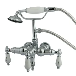 Kingston Brass CC22T1 Vintage 3-3/8" Wall Mount Clawfoot Tub Filler with Hand Shower