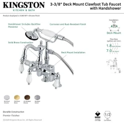 Kingston Brass CC6017TX-P Vintage Clawfoot Tub Faucet with Hand Shower