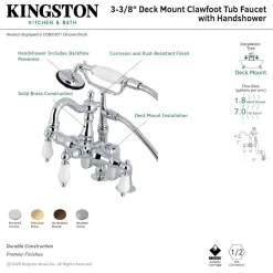 Kingston Brass CC6015TX-PVintage Clawfoot Tub Faucet with Hand Shower