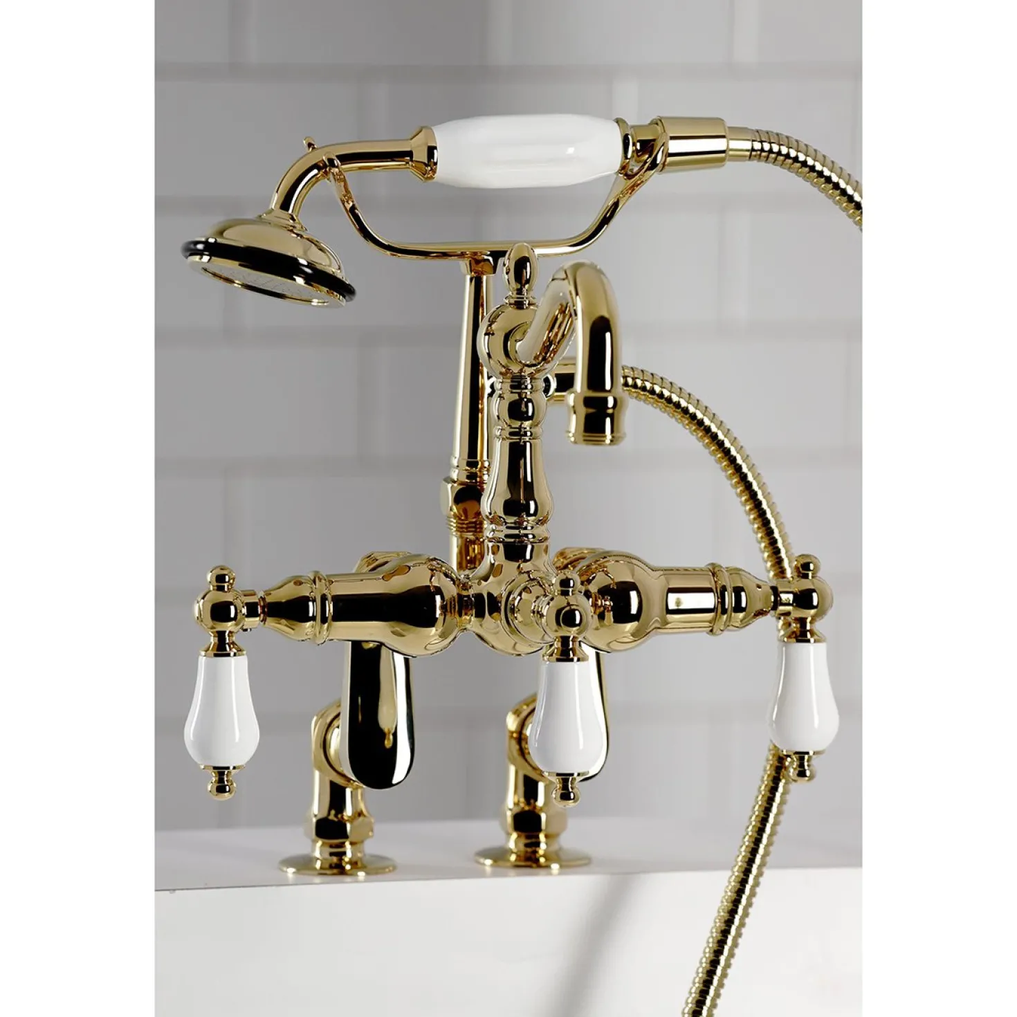 Kingston Brass CC6015TX-PVintage Clawfoot Tub Faucet with Hand Shower