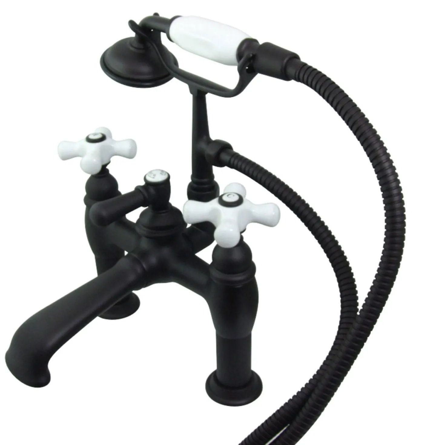 Kingston Brass CC611TX-P Vintage 7-Inch Deck Mount Tub Faucet with Hand Shower