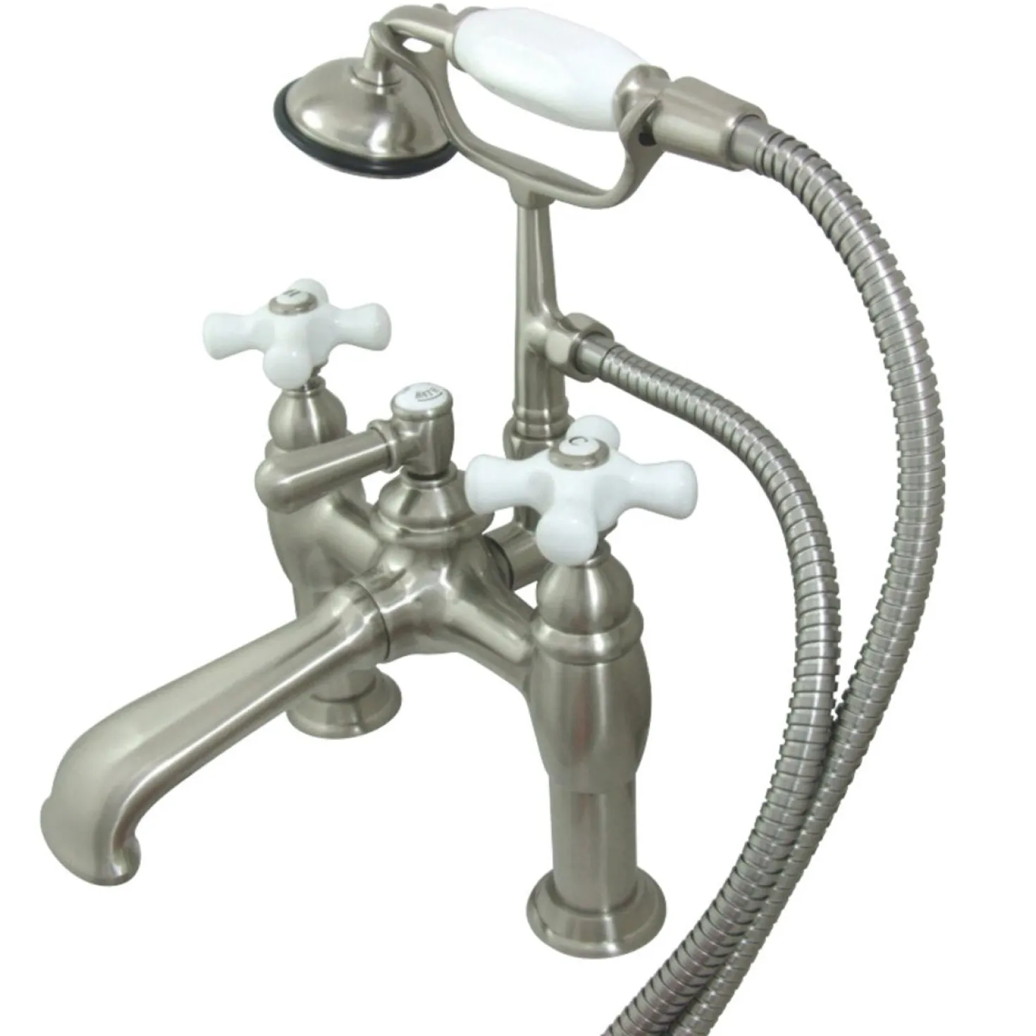 Kingston Brass CC611TX-P Vintage 7-Inch Deck Mount Tub Faucet with Hand Shower