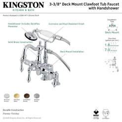 Kingston Brass CC6013TX-P Vintage Clawfoot Tub Faucet with Hand Shower