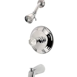 Kingston Brass Celebrity Tub and Shower Faucet with Octagonal Crystal Knob
