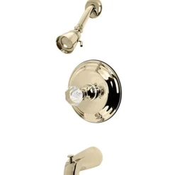 Kingston Brass Celebrity Tub and Shower Faucet with Octagonal Crystal Knob