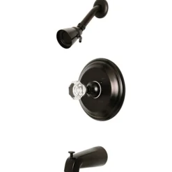 Kingston Brass Celebrity Tub and Shower Faucet with Octagonal Crystal Knob