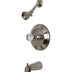 Kingston Brass Celebrity Tub and Shower Faucet with Octagonal Crystal Knob