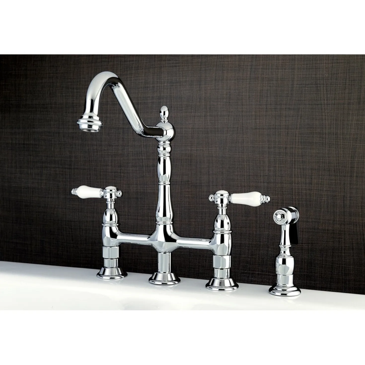 Kingston Brass 8" Centerset Kitchen Faucet with Brass Sprayer