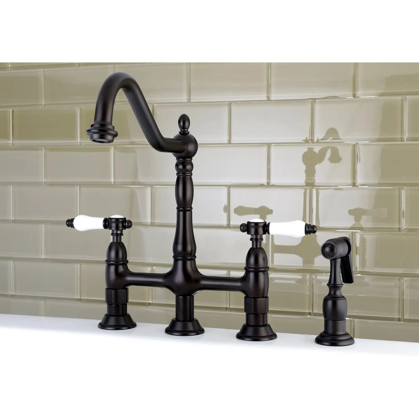Kingston Brass 8" Centerset Kitchen Faucet with Brass Sprayer