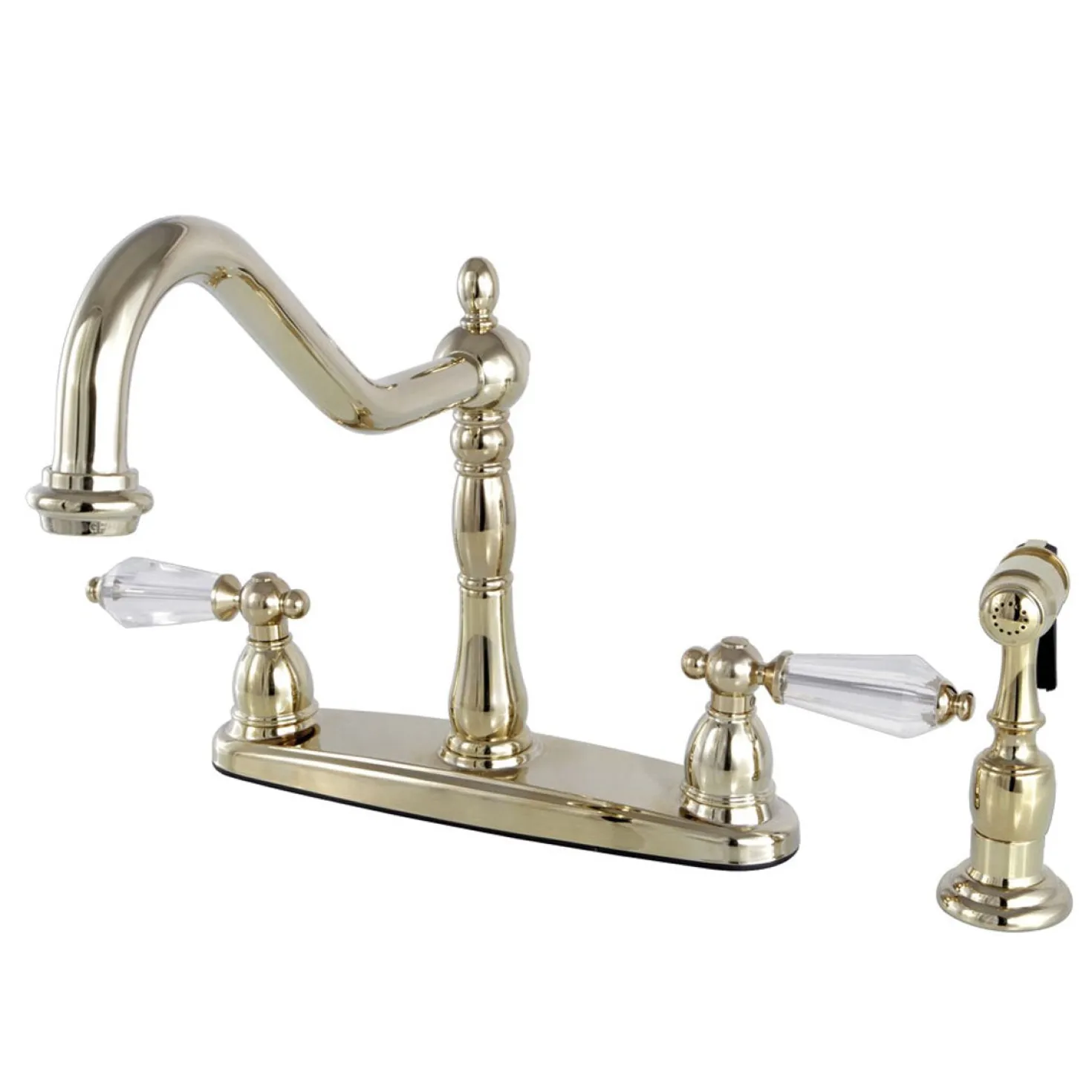 Kingston Brass 8" Centerset Kitchen Faucet with Matching Brass Sprayer