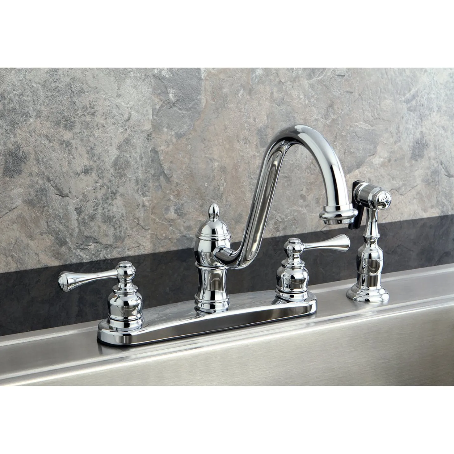 Kingston Brass 8" Centerset Kitchen Faucet with Side Sprayer