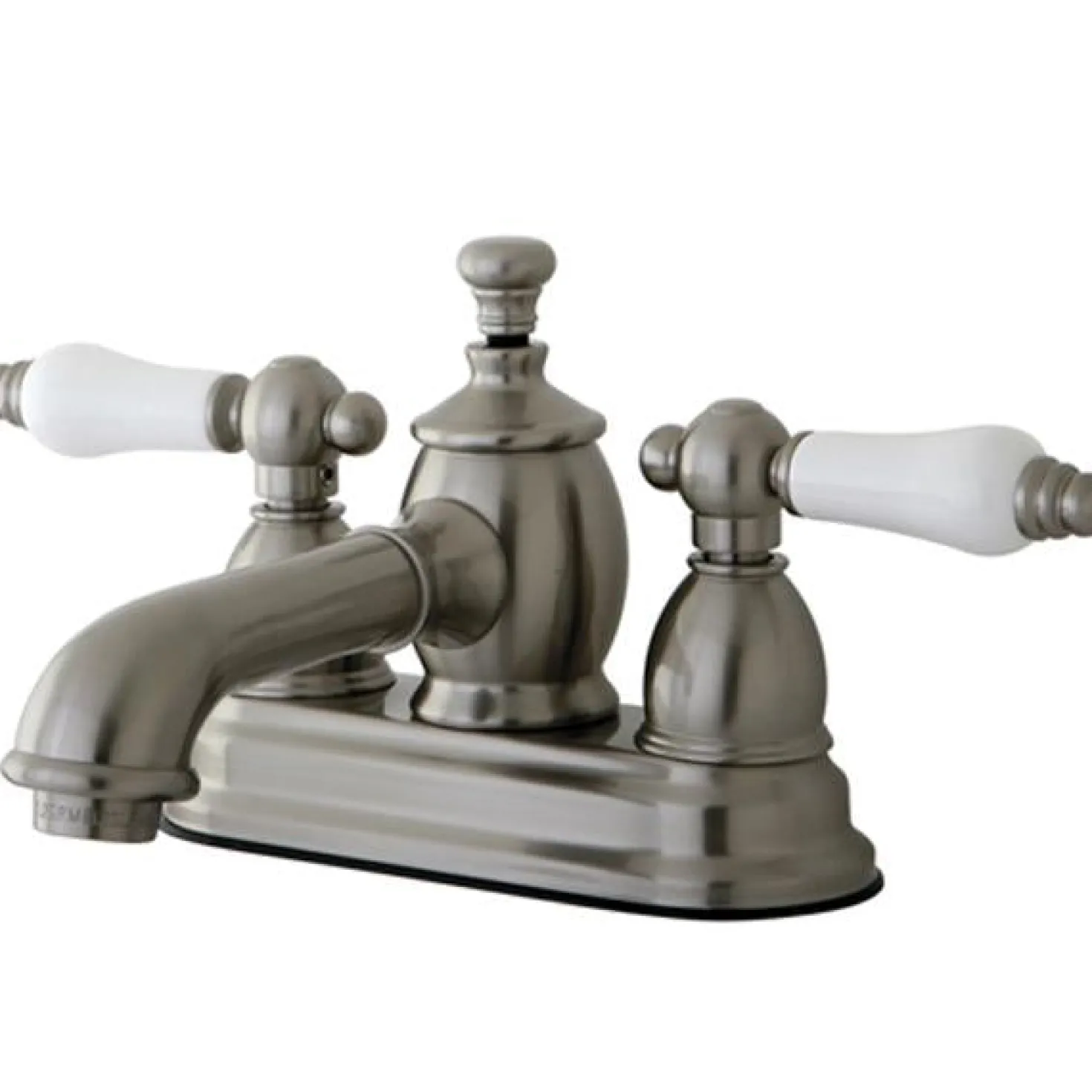 Kingston Brass 4" Centerset Lavatory Faucet with Heritage Spout and Porcelain Lever Handle