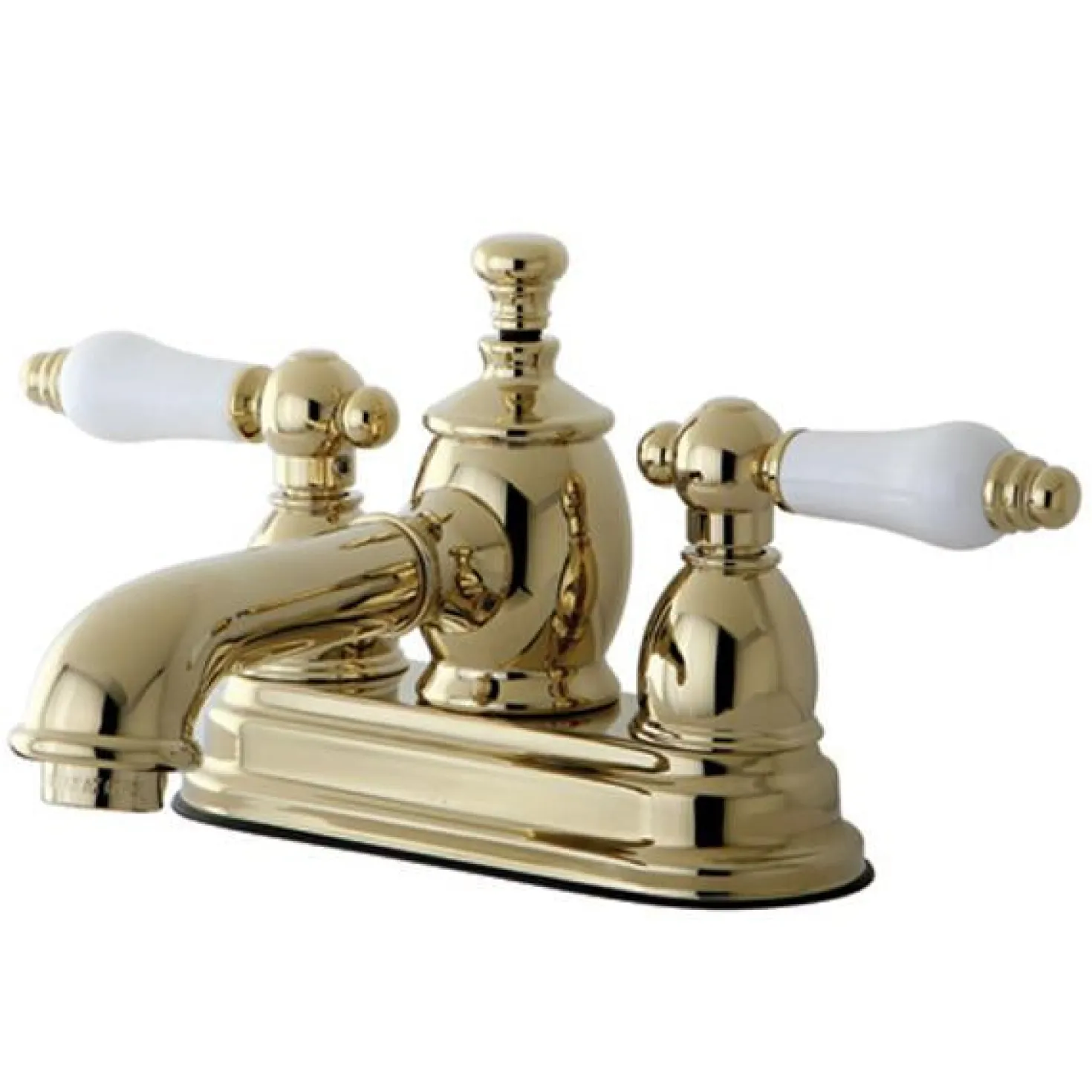 Kingston Brass 4" Centerset Lavatory Faucet with Heritage Spout and Porcelain Lever Handle