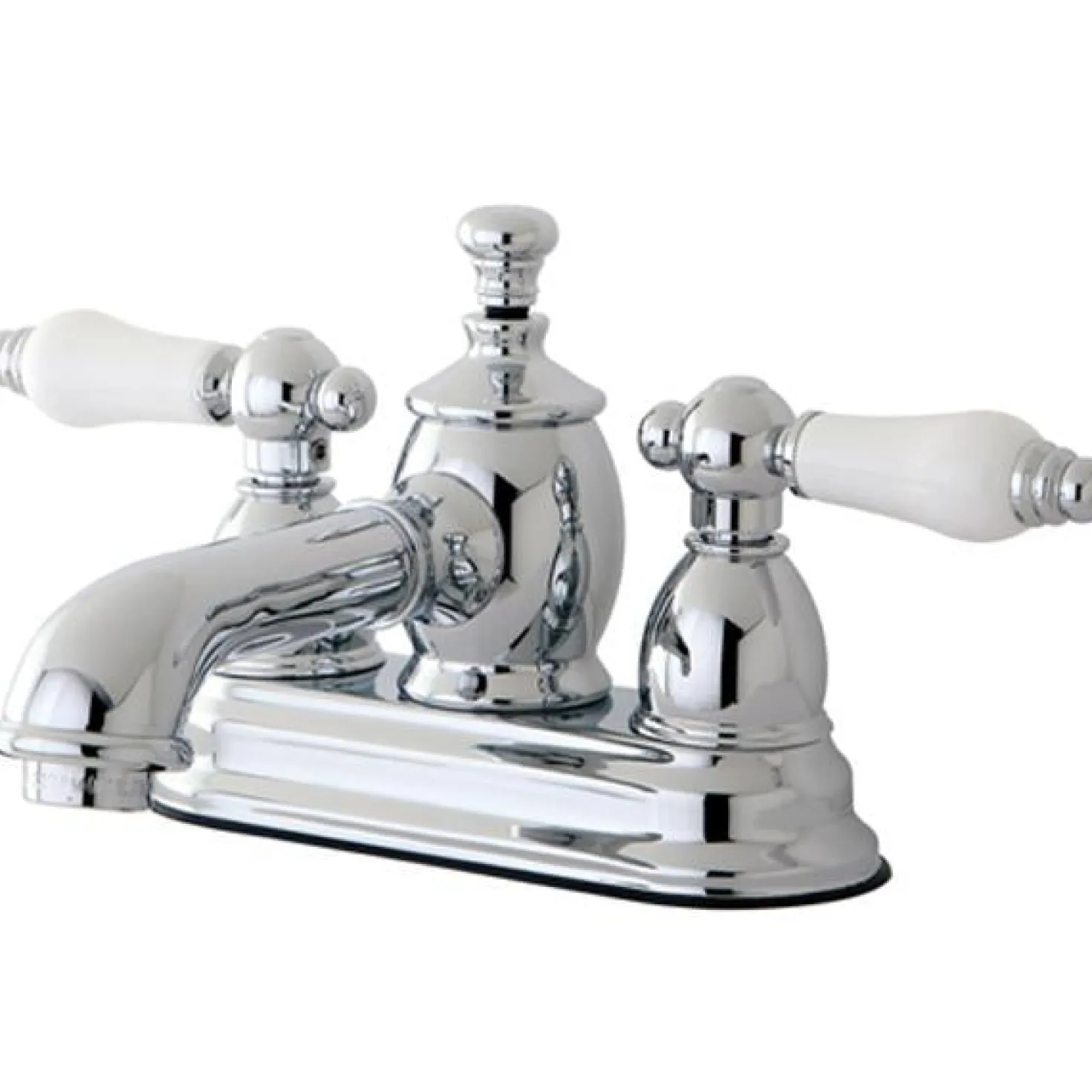 Kingston Brass 4" Centerset Lavatory Faucet with Heritage Spout and Porcelain Lever Handle