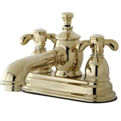 Kingston Brass 4" Centerset Lavatory Faucet with Heritage Spout and Metal Cross Handle