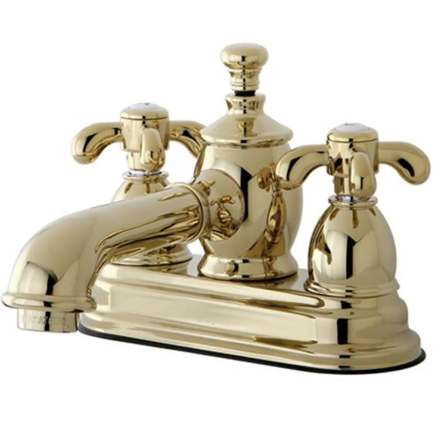 Kingston Brass 4" Centerset Lavatory Faucet with Heritage Spout and Metal Cross Handle