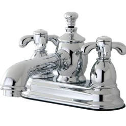 Kingston Brass 4" Centerset Lavatory Faucet with Heritage Spout and Metal Cross Handle