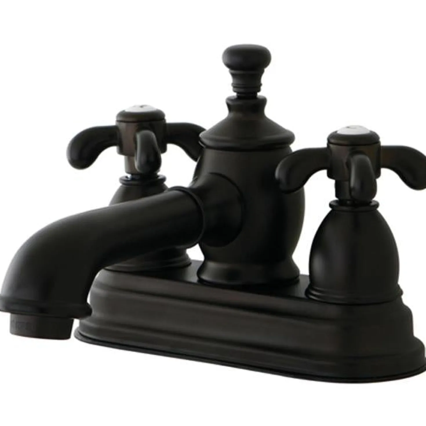 Kingston Brass 4" Centerset Lavatory Faucet with Heritage Spout and Metal Cross Handle