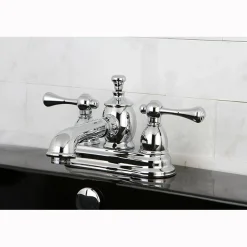 Kingston Brass 4" Centerset Lavatory Faucet with Heritage Spout and Metal Lever Handle
