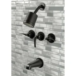 Kingston Brass Centurion Three-Handle Tub and Shower Faucet