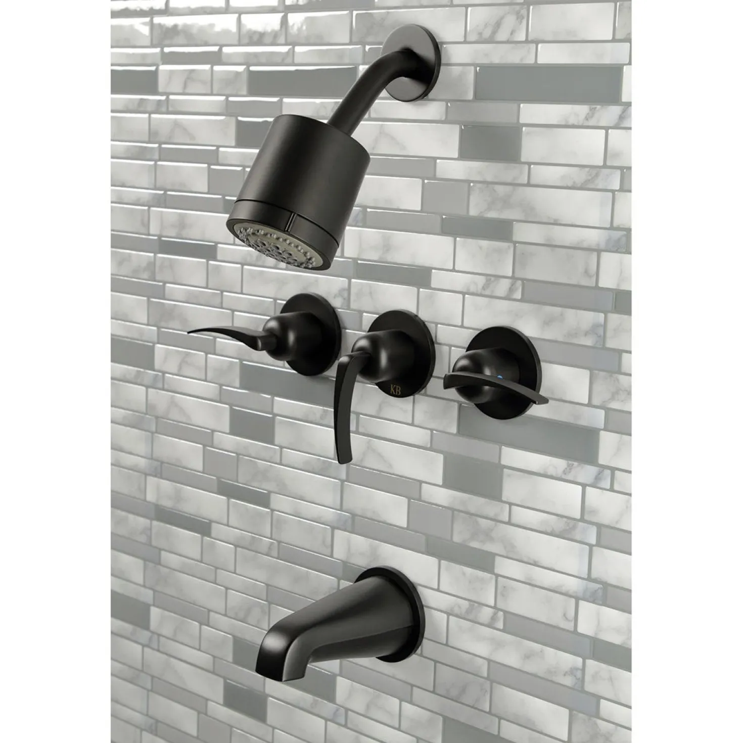 Kingston Brass Centurion Three-Handle Tub and Shower Faucet