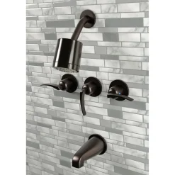 Kingston Brass Centurion Three-Handle Tub and Shower Faucet