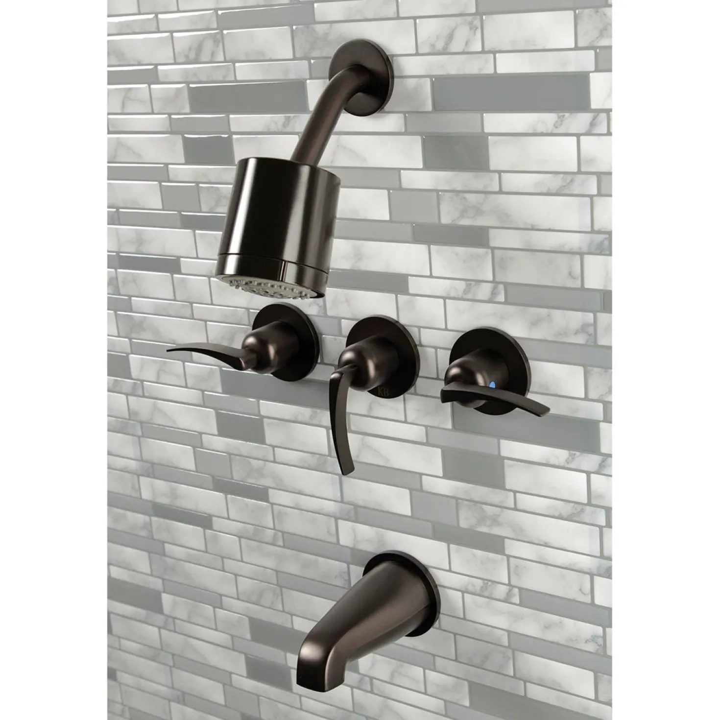 Kingston Brass Centurion Three-Handle Tub and Shower Faucet